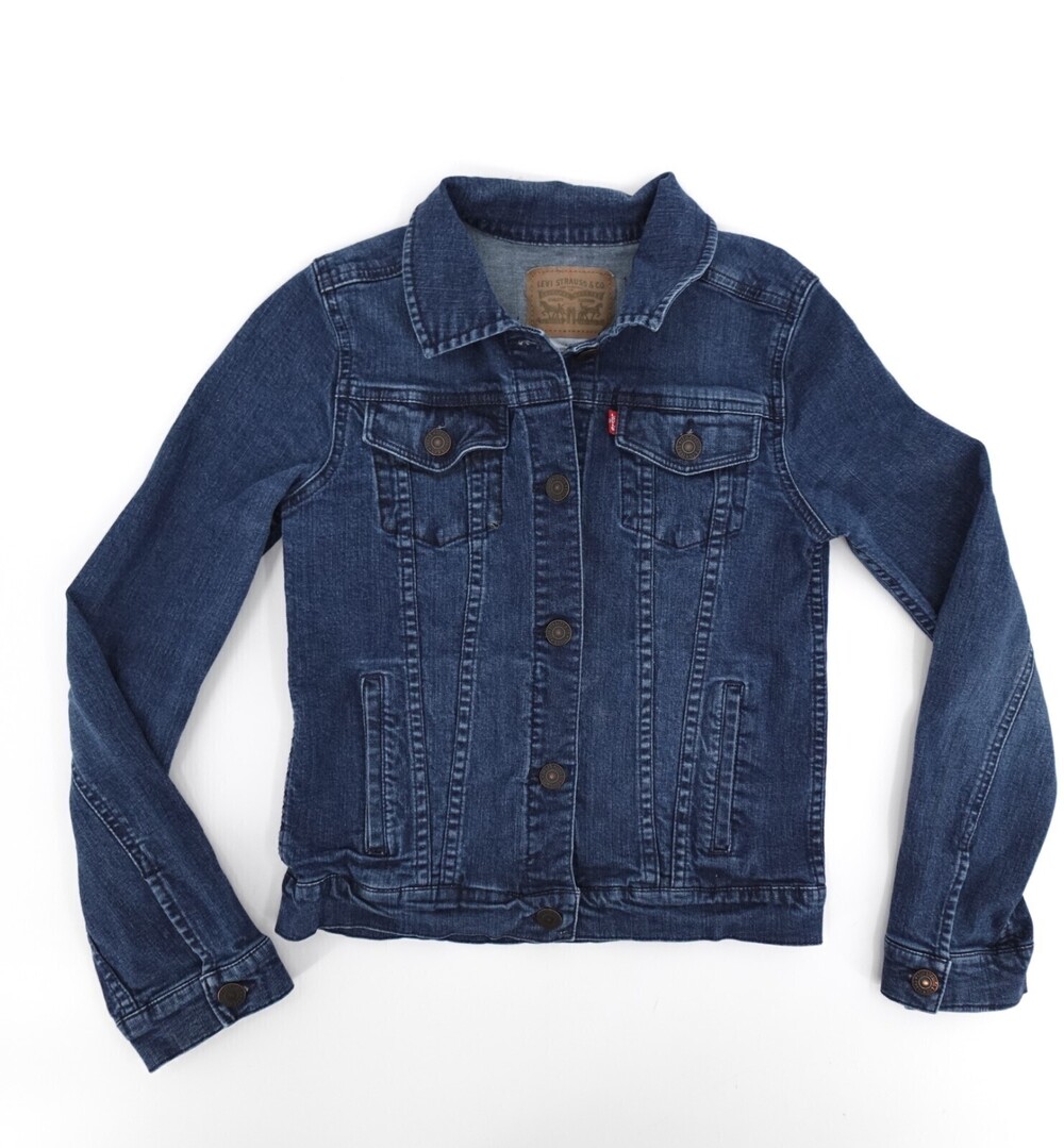 Levis Denim Jacket Teen Girls Large (12-13Yrs) Blue Jean Button Classic Crop
